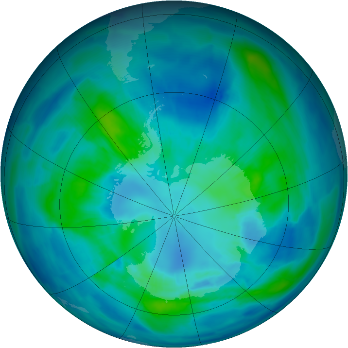 Antarctic ozone map for 10 April 2014